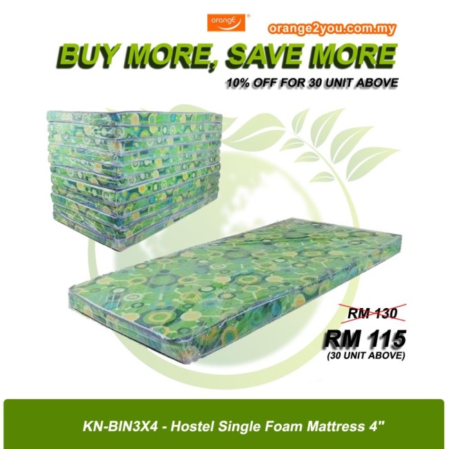 KN-BIN3X4 - 4" inches Single Bed Foam Mattress | Tilam (MOQ:30)
